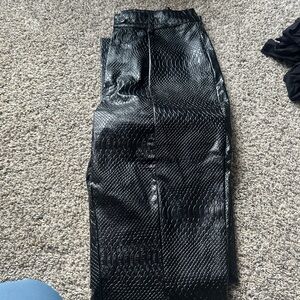PrettyLittleThing Black Textured Pants